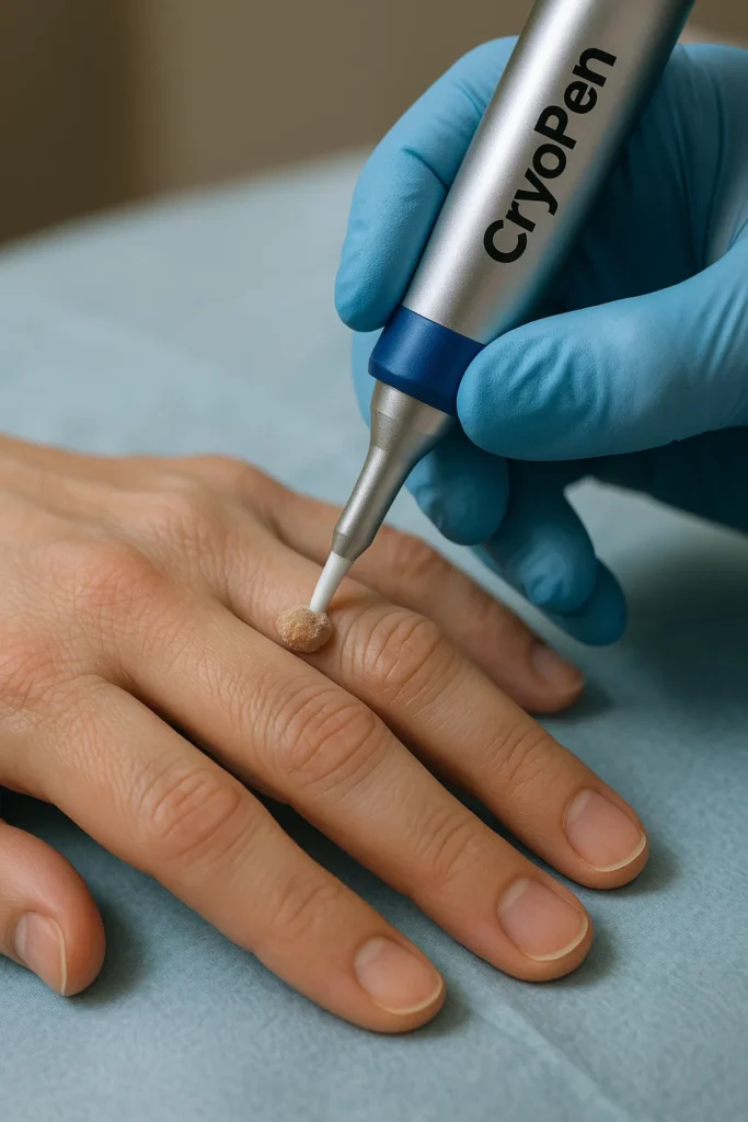 example of cryopen wart removal Merton Park treatment on a persons finger