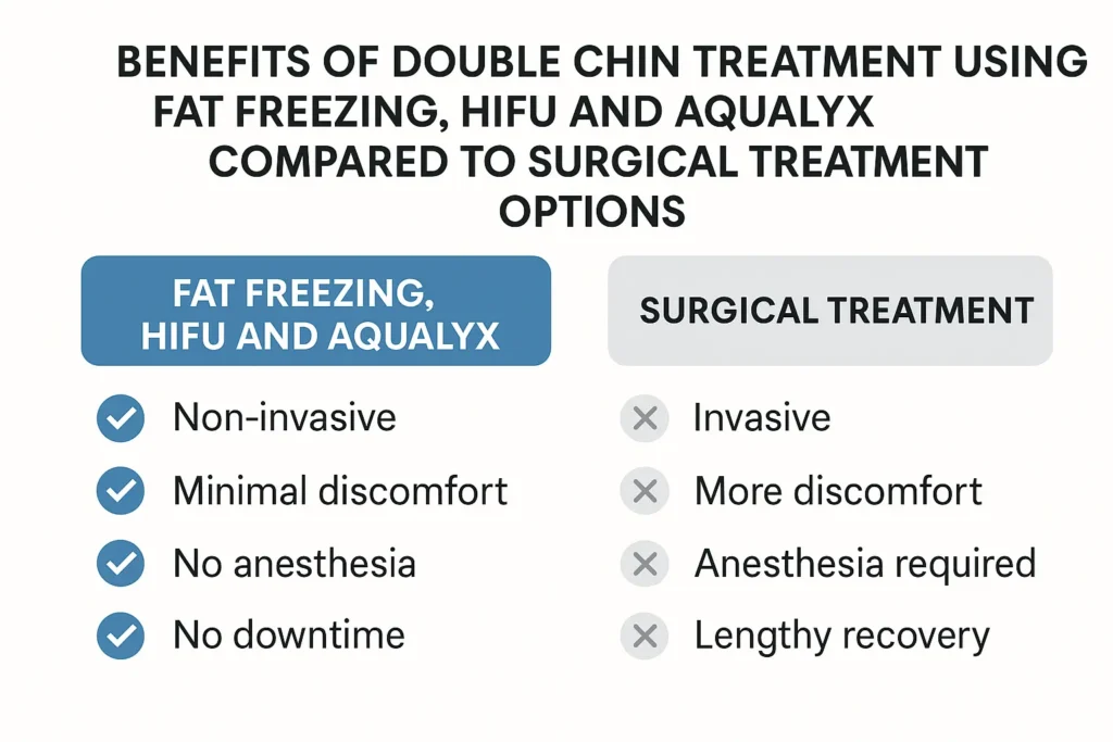 Graphic about the benefits of double chin treatment Merton Park - from LA LIPO