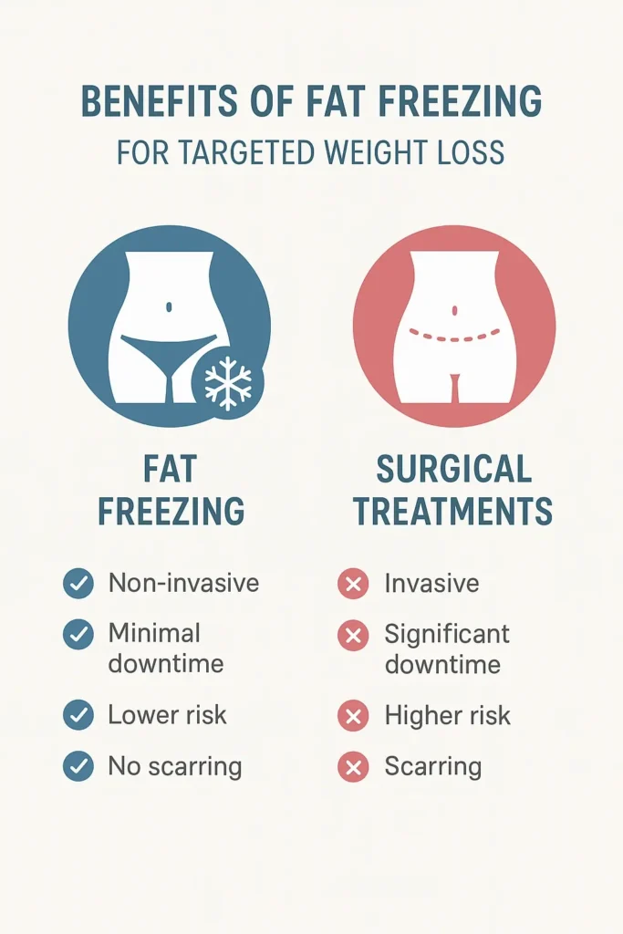 graphic showing the benefits of fat freezing Merton Park