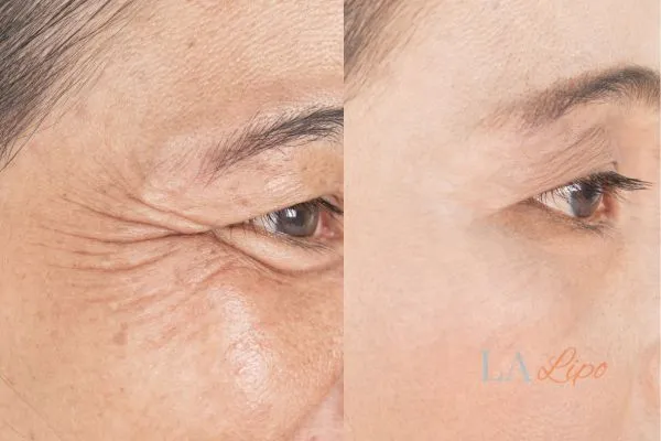Before and after results of woman - HI-fu wrinkles reduction treatment Merton Park