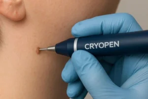 Person receiving skin tag removal Merton Park