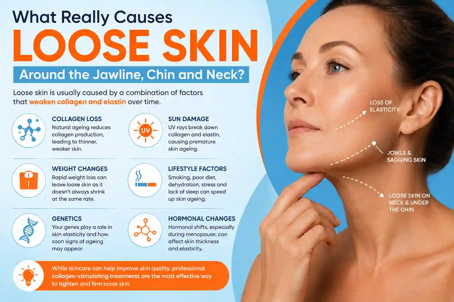What Really Causes Loose Skin Around the Jawline, Chin and Neck Merton Park?
